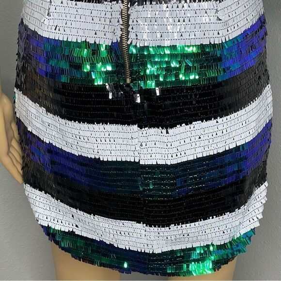 NWT Fashion Nova Stardust Sequin Mini Dress White Blue Green Black Size Medium - Picture 11 of 16